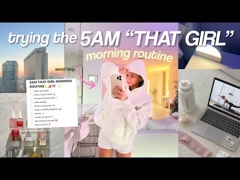 trying the viral 5AM “THAT GIRL” MORNING ROUTINE ☁️ being productive + mindful