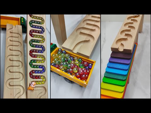 ASMR Marble Run Race 🔥 Wooden Wave Course Colorful Marbles #asmr #marblerun #marblerunrace