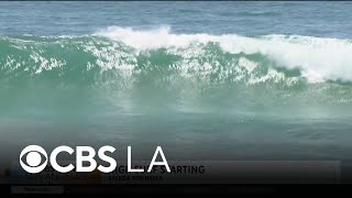 YouTube video thumbnail: Southern California Beaches Deal With South Swells and big Waves