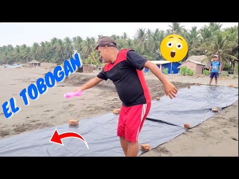 HICIMOS UN TOBOGAN EN LA PLAYA TODA UNA DIVERSION