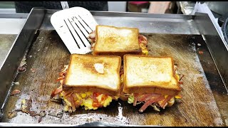 베이컨 폭탄 토스트,석계역 토스트 부부,참치 토스트,할머니 토스트 / Bacon toast, tuna toast, egg toast / korean street food