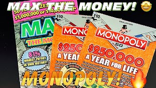 🔥🤩 $50 SESSION 🤩🔥- MAX THE MONEY 💰 - MONOPOLY 💰- OHIO LOTTERY