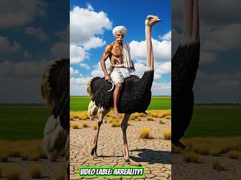 🦩💪 बहादुर किसान और शुतुरमुर्ग की अनोखी जोड़ी #ostrich #farmer #aishorts #ai