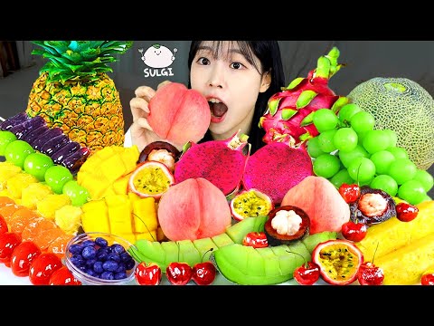 ASMR MUKBANG| 다양한 과일 먹방 탕후루 & 레시피 (멜론, 파인애플, 망고, 용과) EXOTIC FRUITS EATING