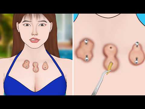 ASMR Remove Unmanaged Madison surface piercing pus | Squeezing huge acne animation