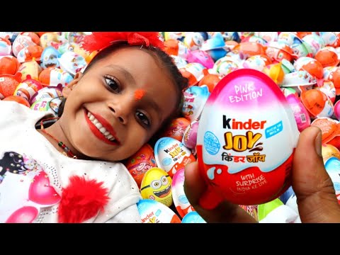 NEW! 200 Colored Glitter Kinder Surprise Eggs Toys Opening A Lot Of Kinder Joy Chocolste ASMR#183