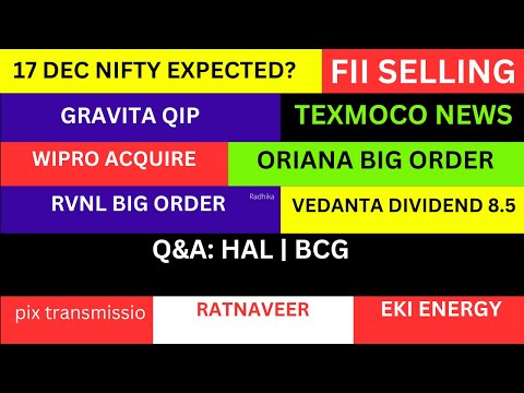 LATEST SHARE MARKET NEWS💥17 DEC💥NIFTY NEWS💥GRAVITA QIP NEWS WIPRO SHARE NEWS RVNL SHARE PART-1&2