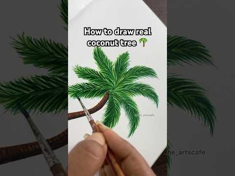 Tutorial: How to draw realistic COCONUT TREE🥥🌴 #Shorts #Trending