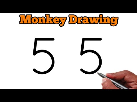 Monkey Drawing Easy | How to Draw Monkey From Number 55 | Monkey Drawing For Beginners