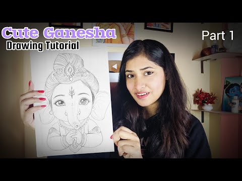 Ganesha drawing, Cute Ganesh ji Drawing tutorial 😍 Outline Tutorial - PART 1