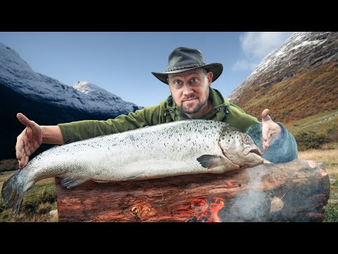 Den perfekten BERG LACHS in Norwegens Wildnis zubereitet | ASMR Cooking