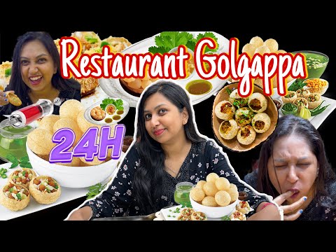 Eating Resturant Golgappa for 24 Hours Challenge 😱| Panipuri Eating Challenge | Foodbook by Aditi