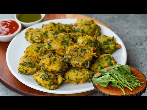 This Is The Best Winter Snacks I Ever Tasted | Palak Pakoda Snacks Recipe | Spinach Pakoda Recipe