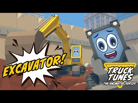 Scoop the Skidsteer Learns about Excavators | Truck Tunes Animated Series | Twenty Trucks Channel