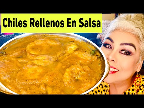 Chiles Rellenos De Queso En Salsa RESETAS  MEXICANAS YUMMY 😋#envivo  #cocina  #chilesrellenos