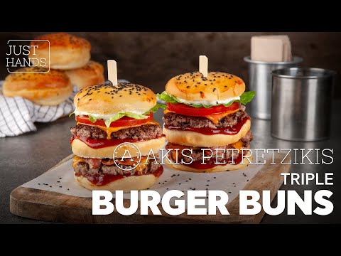 Triple burger buns | Akis Petretzikis