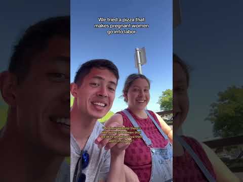 My wife at a pizza that makes you go INTO LABOR! #couple #relationship #couplegoals