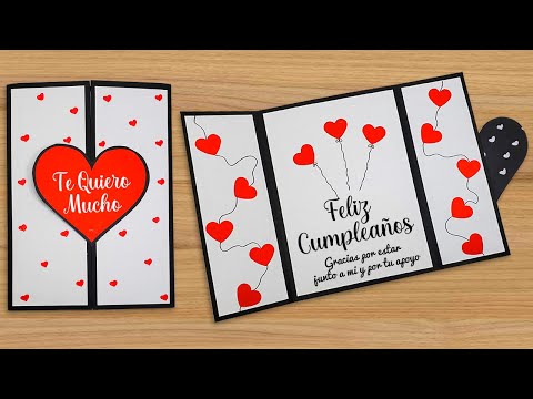 😍💖 Tarjeta CORAZÓN FELIZ CUMPLEAÑOS 💖🎉 Tarjeta para un feliz cumpleaños Birthday Card Simple