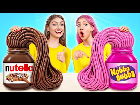 فقاعة العلكة مقابل الشوكولاته الغذاء التحدي | حيل وحيل المطبخ Multi DO Challenge