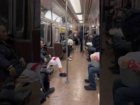 Watch my dog make a friend on the subway in his backpack! #samoyed #dog #nyc #shorts