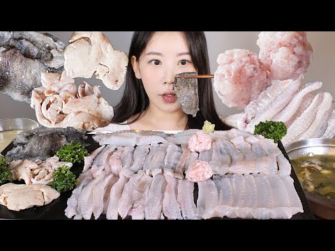 뼈의 식감이 기분 좋은🐟💗 줄가자미 (이시가리) 회, 부속부위, 미역국 먹방 Flat fish [eating show] mukbang korean food