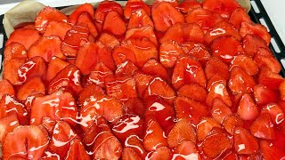 Erdbeerkuchen mit viel Vanille-Creme 🥰 einfach, schnell und sehr lecker! Erdbeer-Kuchen Rezept