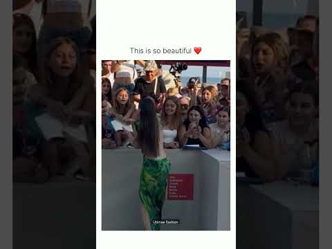 "A Heartfelt Moment: Showing Love for Fans at Venice Film Festival ❤️"#fashion #redcarpet #love