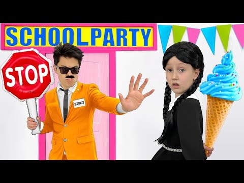 Dana como miércoles en una fiesta infantil en la escuela