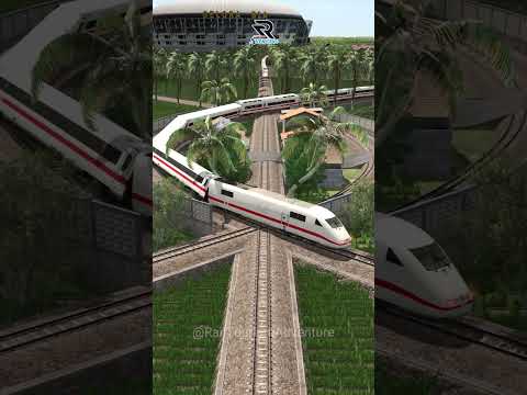 Banyak Kereta Api Cepat Melintasi Persilangan Rel Oval 3 Kereta #train  #railtrack #viral #shorts