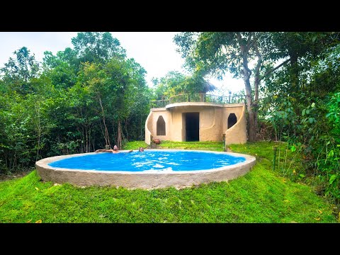 Building The Most Amazing  Bamboo Home Villa with Around Swimming by Ancient Skills [Full Video]