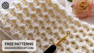 1 ROW REPEAT!⚡️SUPER EASY & NEW Crochet Pattern for Beginners! Crochet Stitch for Baby Blanket & Bag