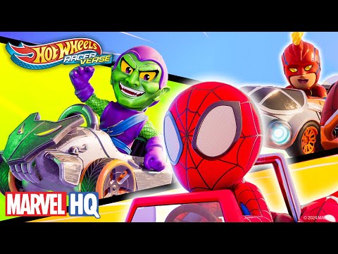 Spider-Man et Captain Marvel vs Le Bouffon Vert ! | Hot Wheels RacerVerse | Marvel HQ France