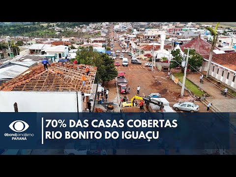 Veja a reação da cidade de Rio Bonito do Iguaçu após a passagem de tornado no Paraná
