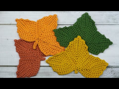 HOJAS DE CALABAZA TEJIDAS A CROCHET🍁🍁🍁