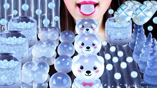 ASMR CLEAR DESSERT POPPINGBOBA, JELLYNOODLES, CUPJELLY, ICE MUKBANG CANDYS