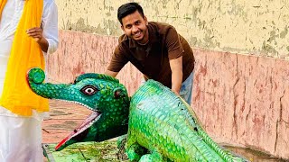 Vrindavan ~ Elephant 🐘 VS 🐊 Crocodile 😱 5000 Years Old Gajendra Moksh Leela 