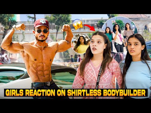 Cute girls reaction on shirtless bodybuilder 😱😂/ Mumbai