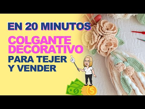 ¡Crea un IMPRESIONANTE colgante decorativo FLORAL tejido a crochet en menos de 1 hora!