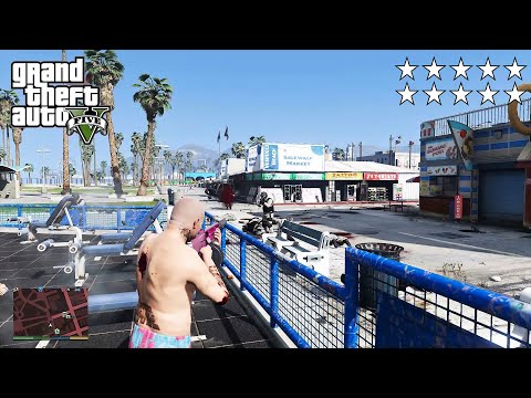 GTA 5 - Michael’s TEN STAR COP BATTLE At The Muscle Sands Gym (GTA V Funny Moments)