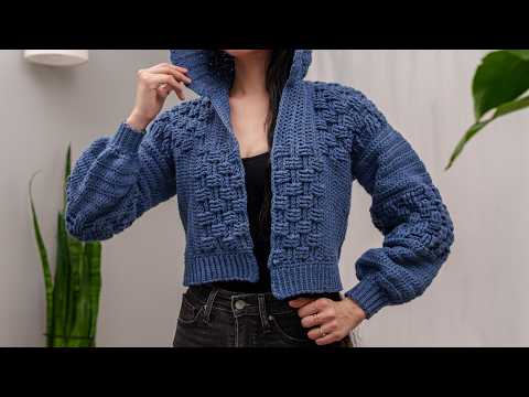 How to Crochet: Edgy Basketweave Hoodie | Pattern & Tutorial DIY