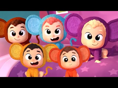 Five Little Monkeys, Animal Cartoon and Rhymes for Kids