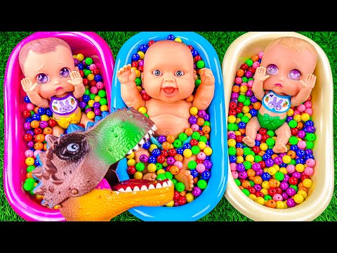 Rainbow Satisfying Video - Three BathTubs & Mixing ASMR Candy with M&M's Color Slime Magic Skittles