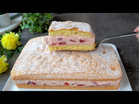 Einfacher Kuchen in 15 Minuten! Das berühmte Erdbeeren Rezept