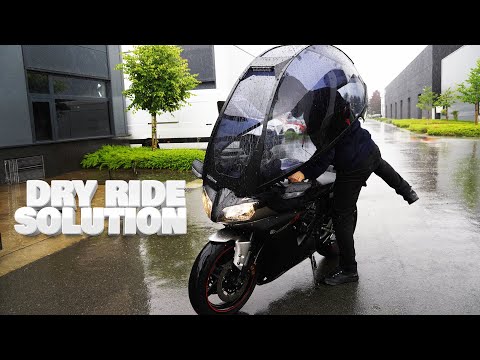 Futuristic looking Motorcycle Roof: Ride Dry in Any Weather!