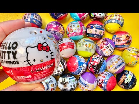 ASMR 27 Surprise Mashems Fashems Squishy Mystery Toys unboxing NO talking