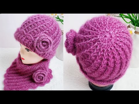 Spiral unique pattern with rose women hat tutorial