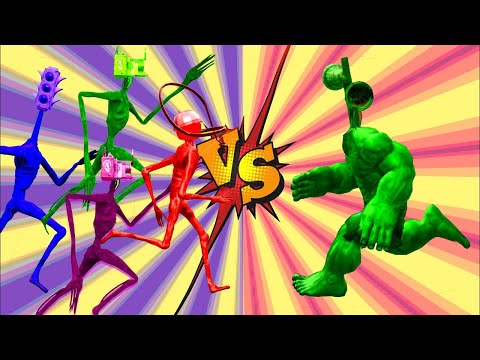 Siren Head Team vs. Siren Head Level-Up Boss vs. Superhero Hulk! Epic Battle Showdown!