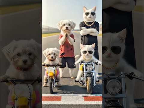 🐶🏍A Gift from Dad to the Puppy Who Lost...the Motorcycle Race to the Kitten