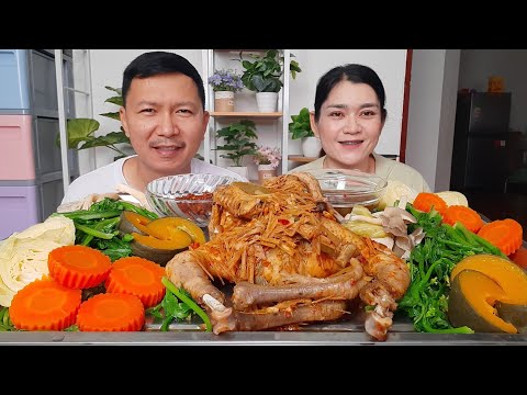 นึ่งไก่บ้านนึ่งผักจ้ำแจ่ว เมนูกินข้าวแซ่บ 19 กรกฎาคม 2568