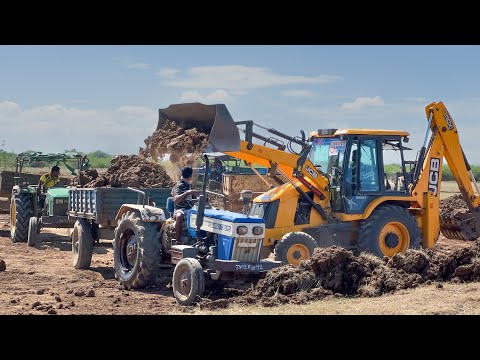 JCB 3DX PLUS Loading Mud in Tractor for Farming Land | Swaraj and John Deere Tractor | Jcb video